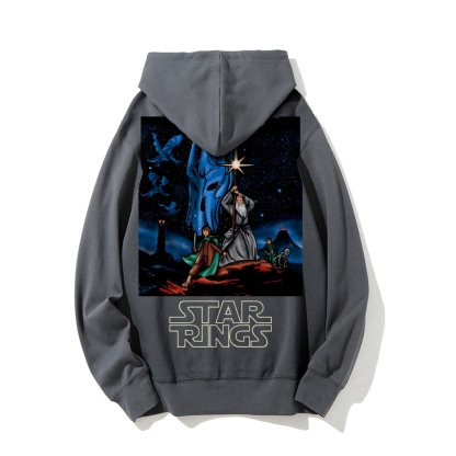 Star Rings Printed Back Cotton Hoodie