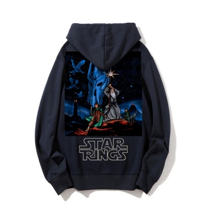 Star Rings Printed Back Cotton Hoodie