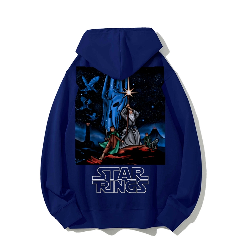 Star Rings Printed Back Cotton Hoodie