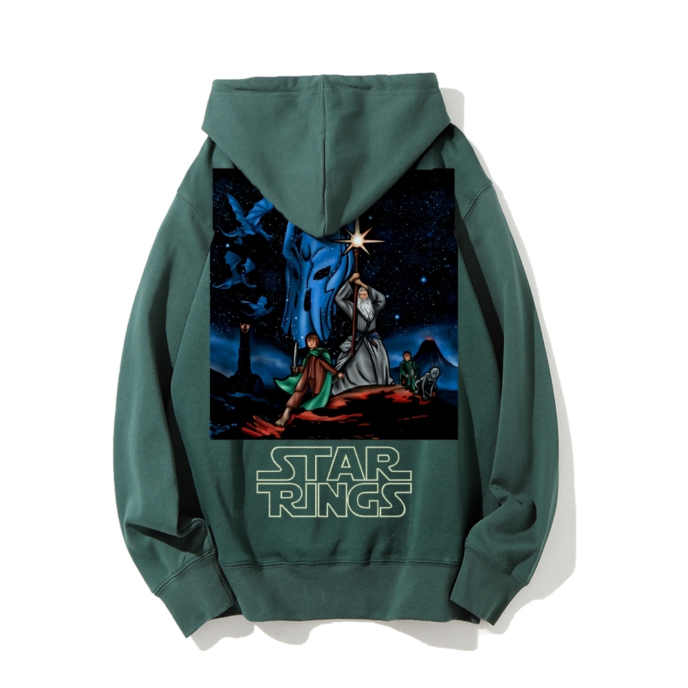 Star Rings Printed Back Cotton Hoodie