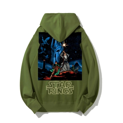 Star Rings Printed Back Cotton Hoodie