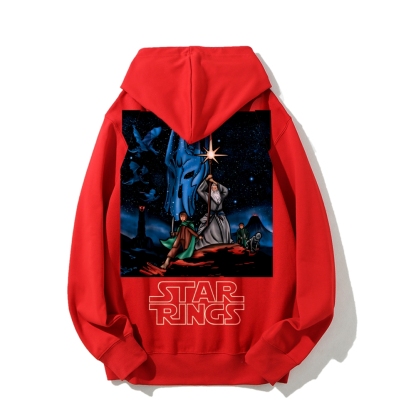 Star Rings Printed Back Cotton Hoodie