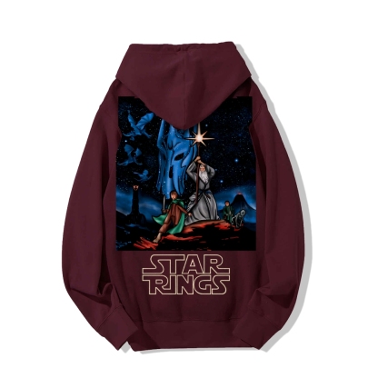 Star Rings Printed Back Cotton Hoodie