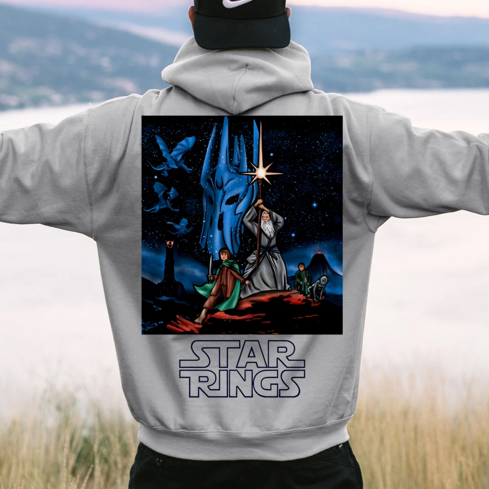 Star Rings Printed Back Cotton Hoodie