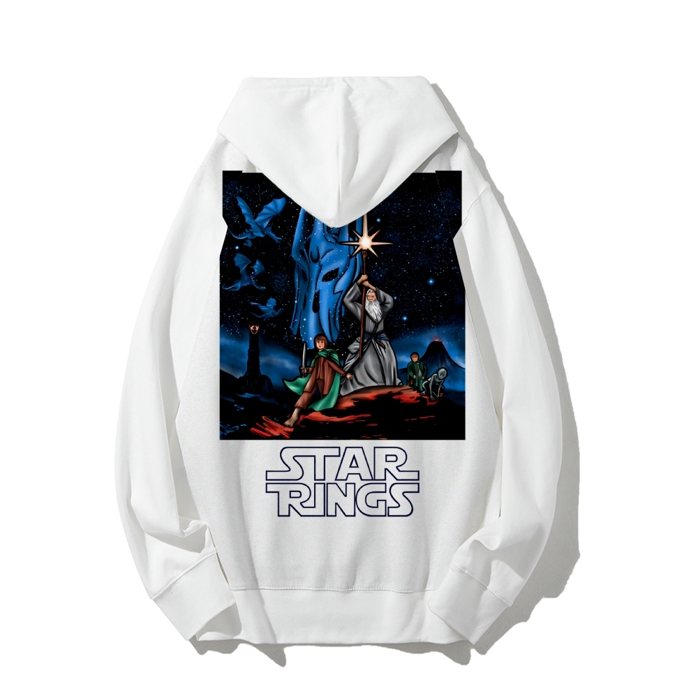 Star Rings Printed Back Cotton Hoodie