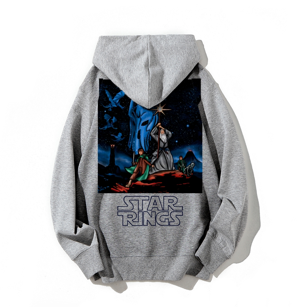 Star Rings Printed Back Cotton Hoodie