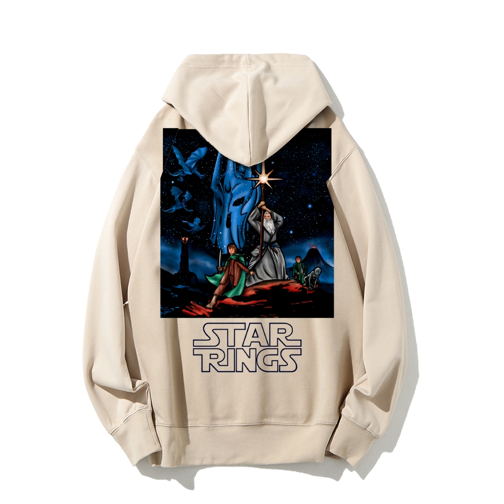 Star Rings Printed Back Cotton Hoodie