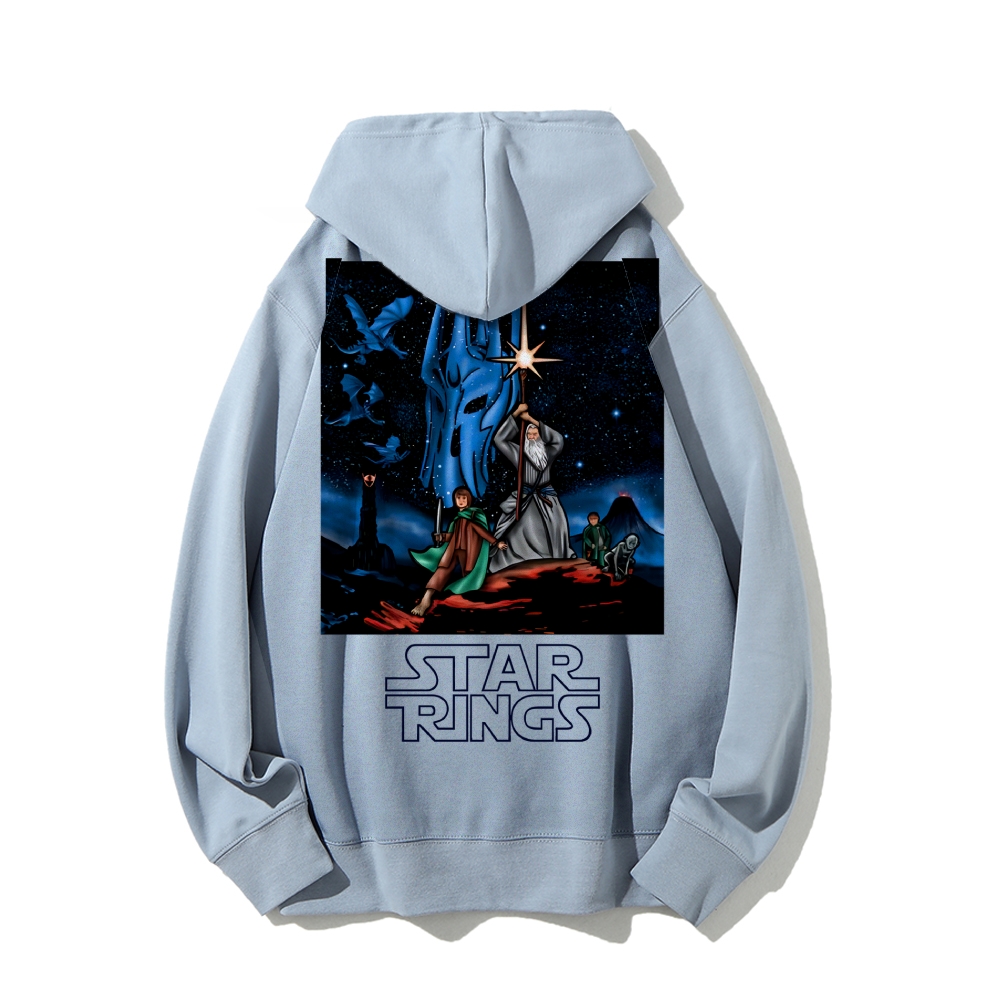 Star Rings Printed Back Cotton Hoodie