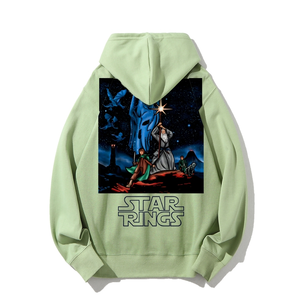 Star Rings Printed Back Cotton Hoodie