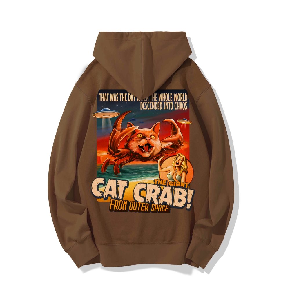 The Giant Cat Crab Geek Printed Back Cotton Hoodie
