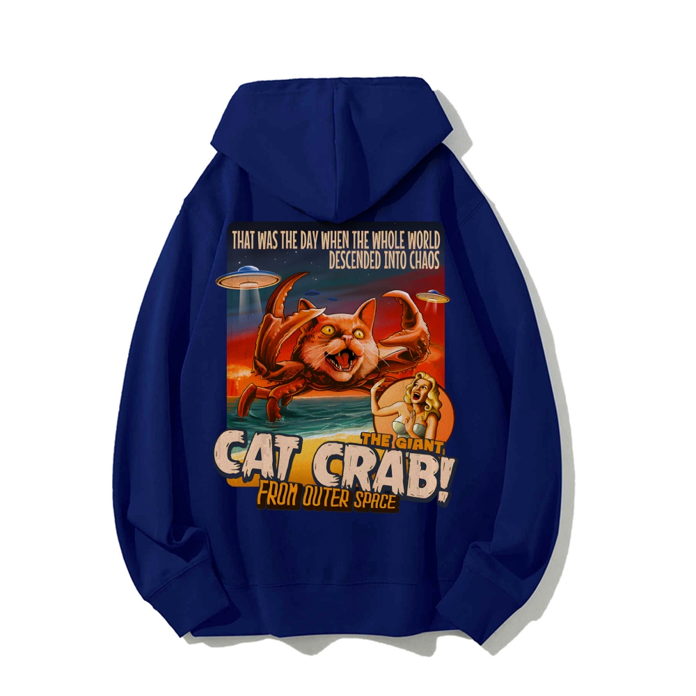 The Giant Cat Crab Geek Printed Back Cotton Hoodie