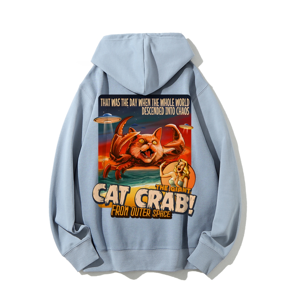 The Giant Cat Crab Geek Printed Back Cotton Hoodie