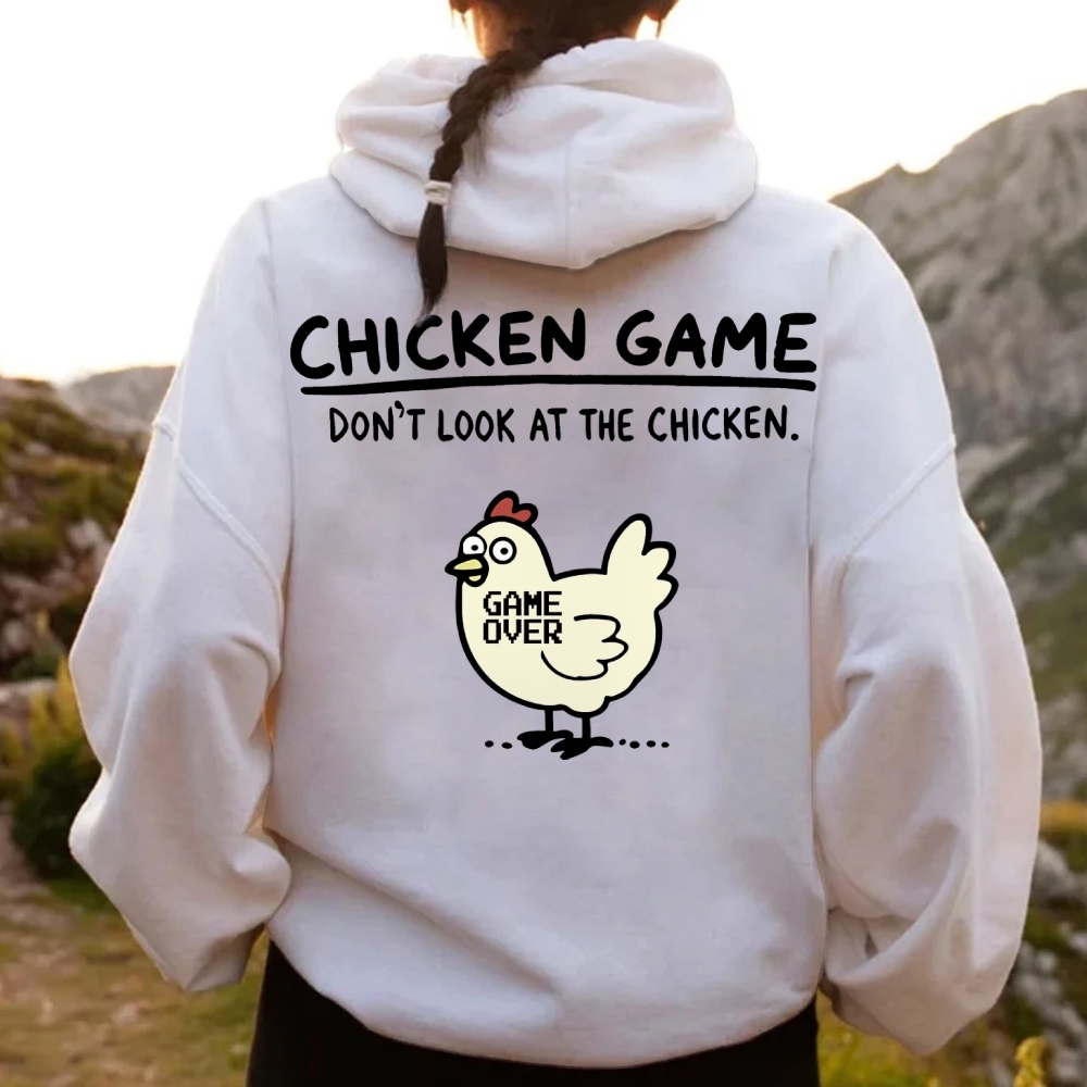 Chicken Game Geeky Printed Back Cotton Hoodie