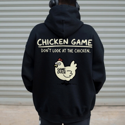 Chicken Game Geeky Printed Back Cotton Hoodie