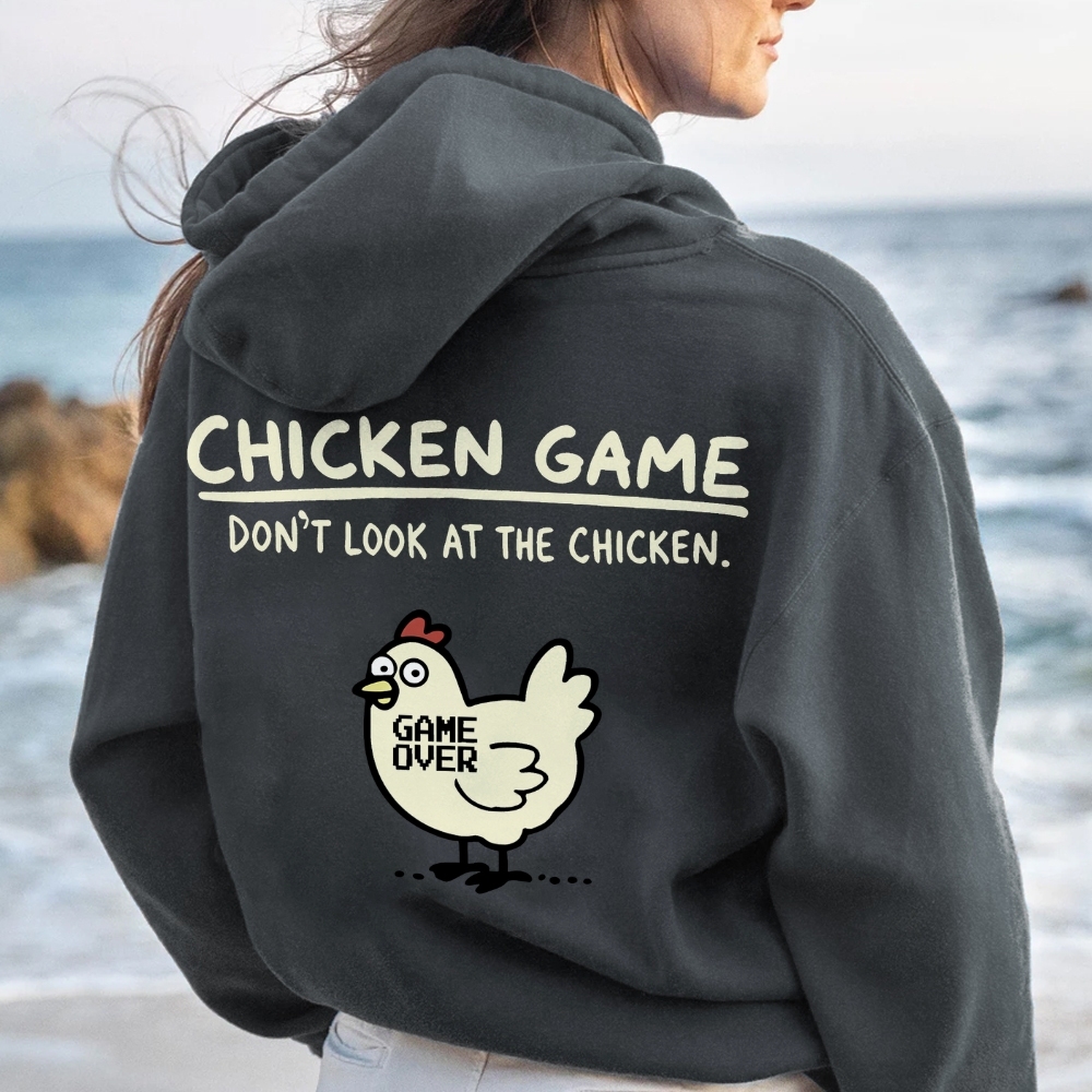 Chicken Game Geeky Printed Back Cotton Hoodie