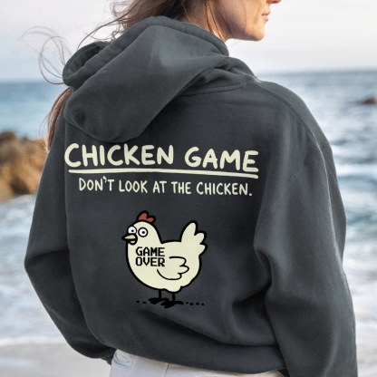 Chicken Game Geeky Printed Back Cotton Hoodie