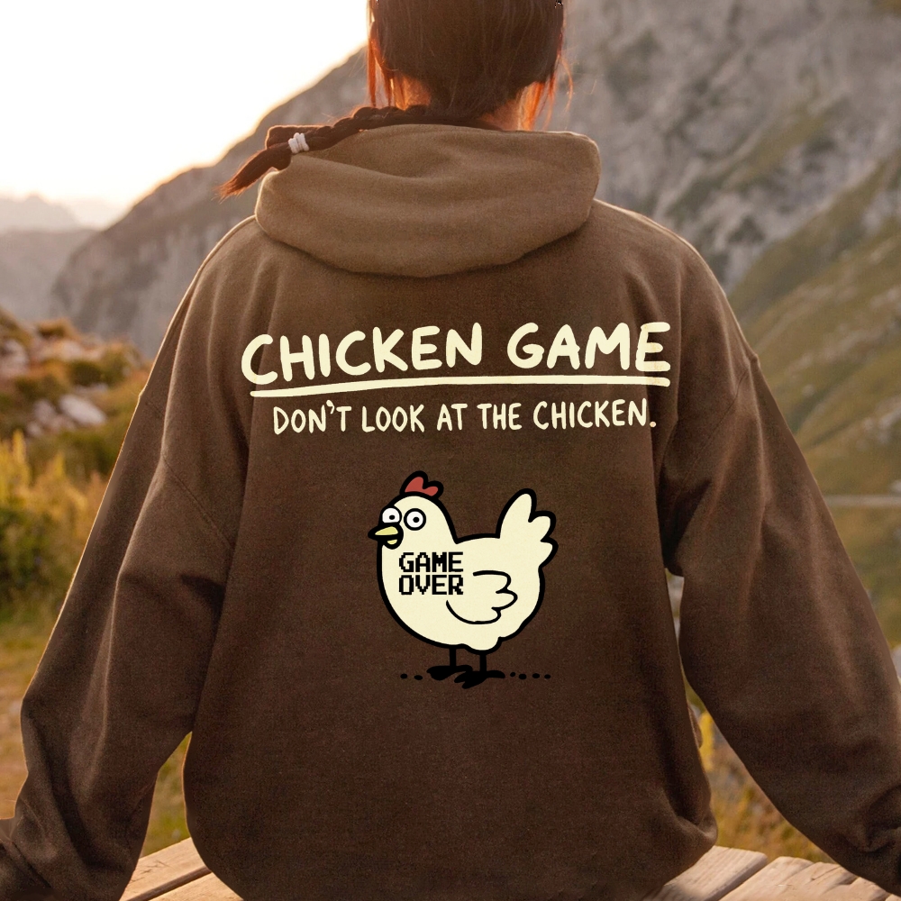 Chicken Game Geeky Printed Back Cotton Hoodie