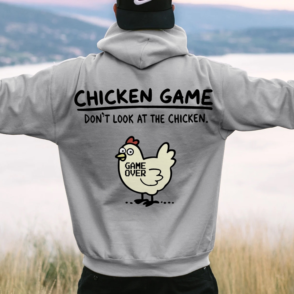 Chicken Game Geeky Printed Back Cotton Hoodie