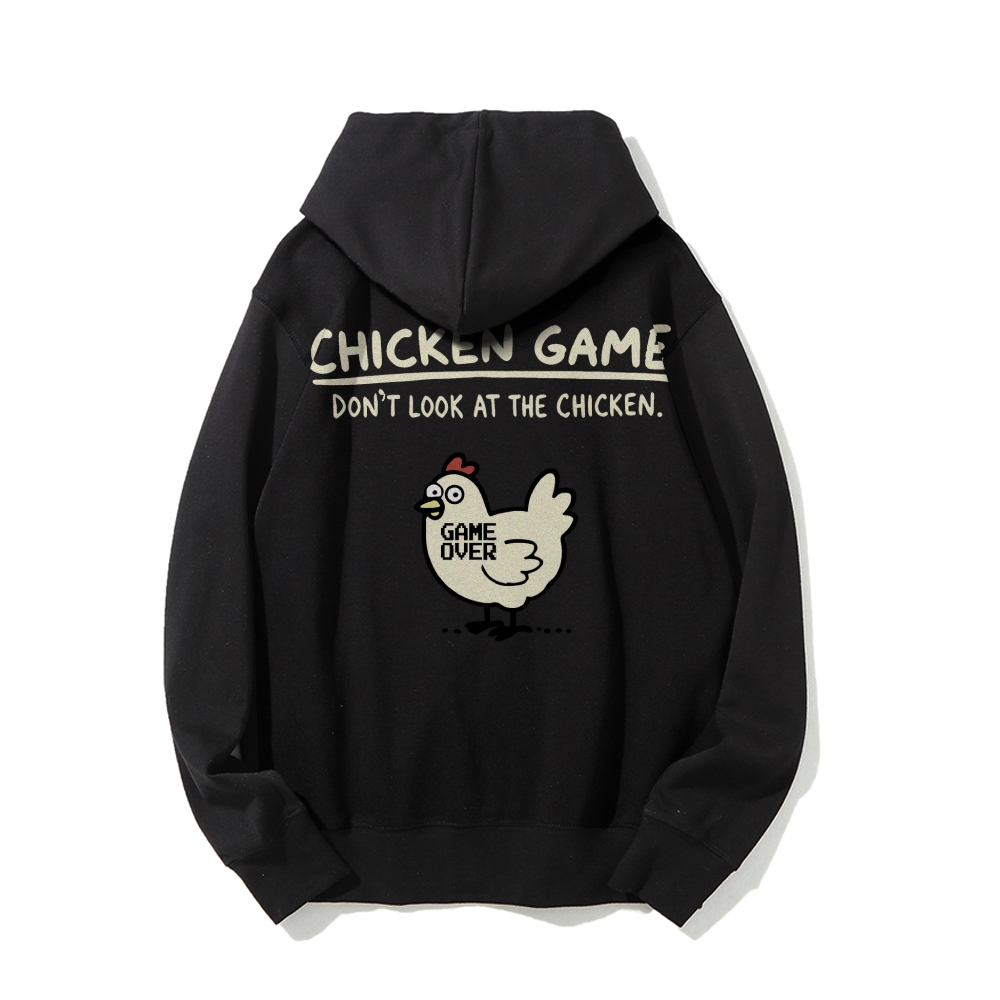 Chicken Game Geeky Printed Back Cotton Hoodie