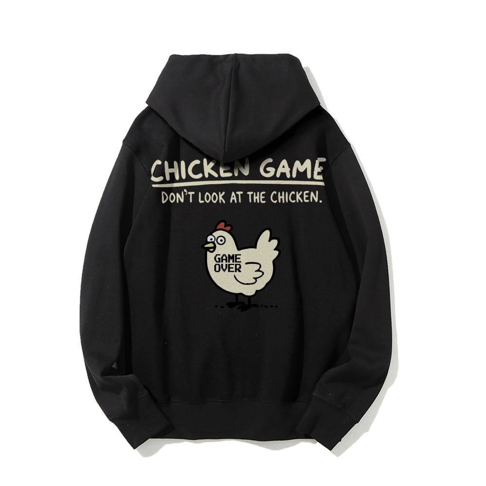 Chicken Game Geeky Printed Back Cotton Hoodie