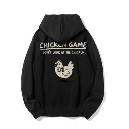 Chicken Game Geeky Printed Back Cotton Hoodie