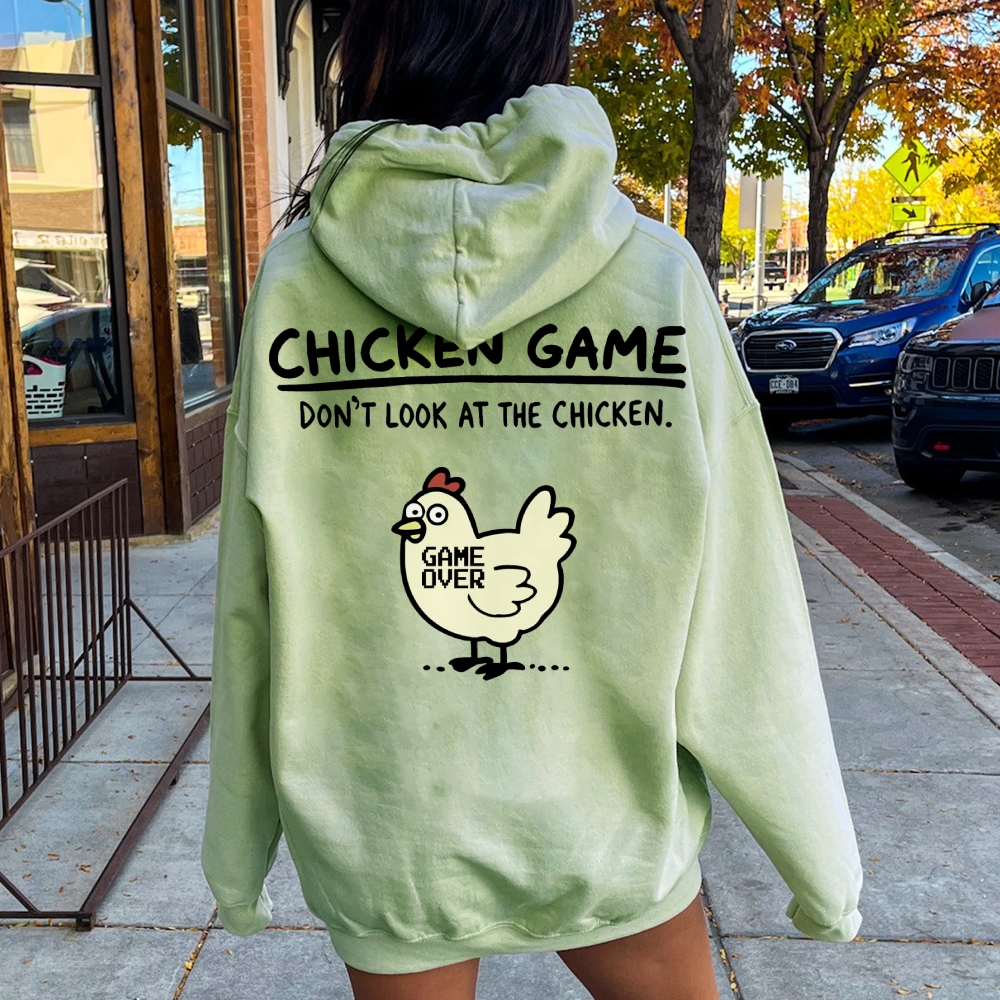 Chicken Game Geeky Printed Back Cotton Hoodie