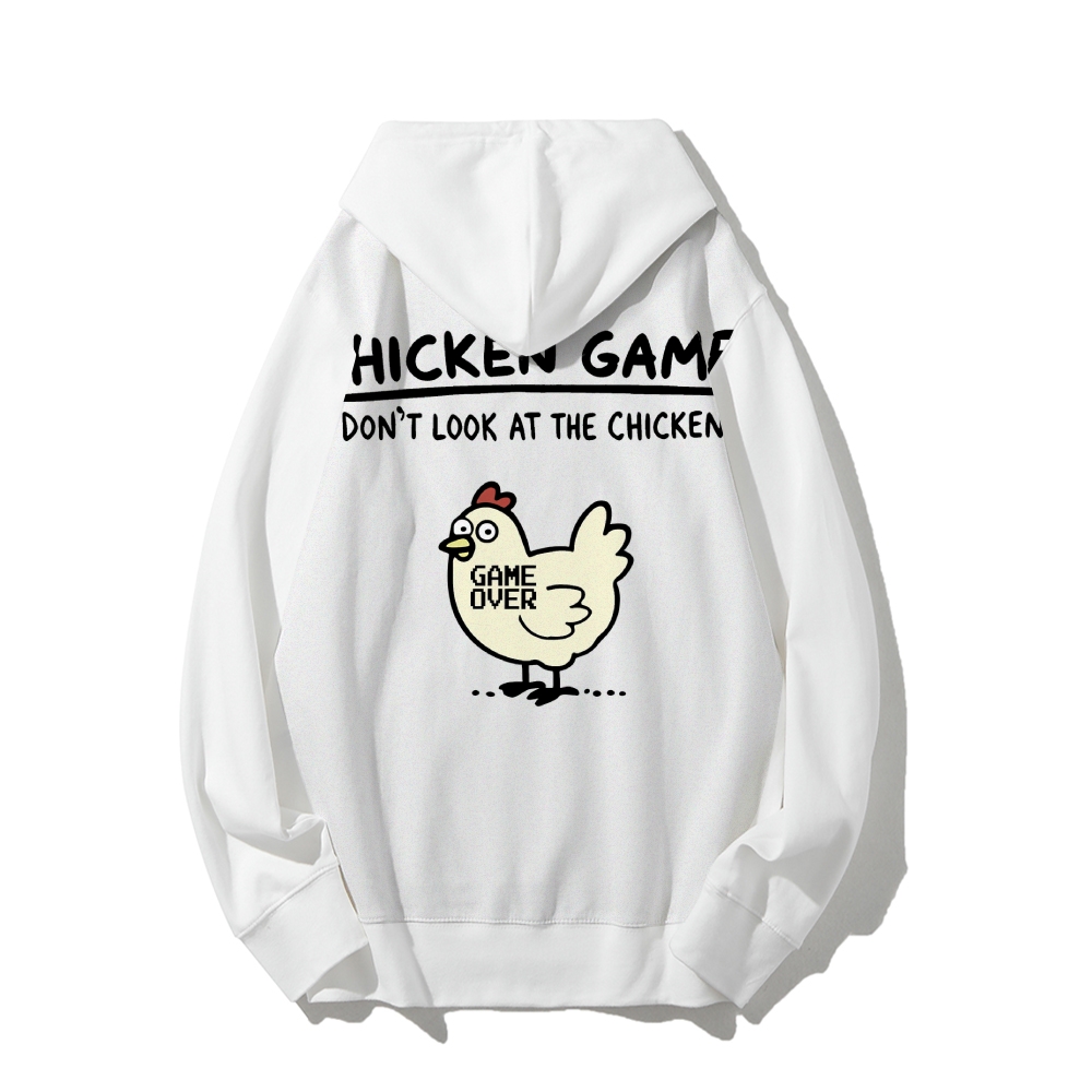 Chicken Game Geeky Printed Back Cotton Hoodie