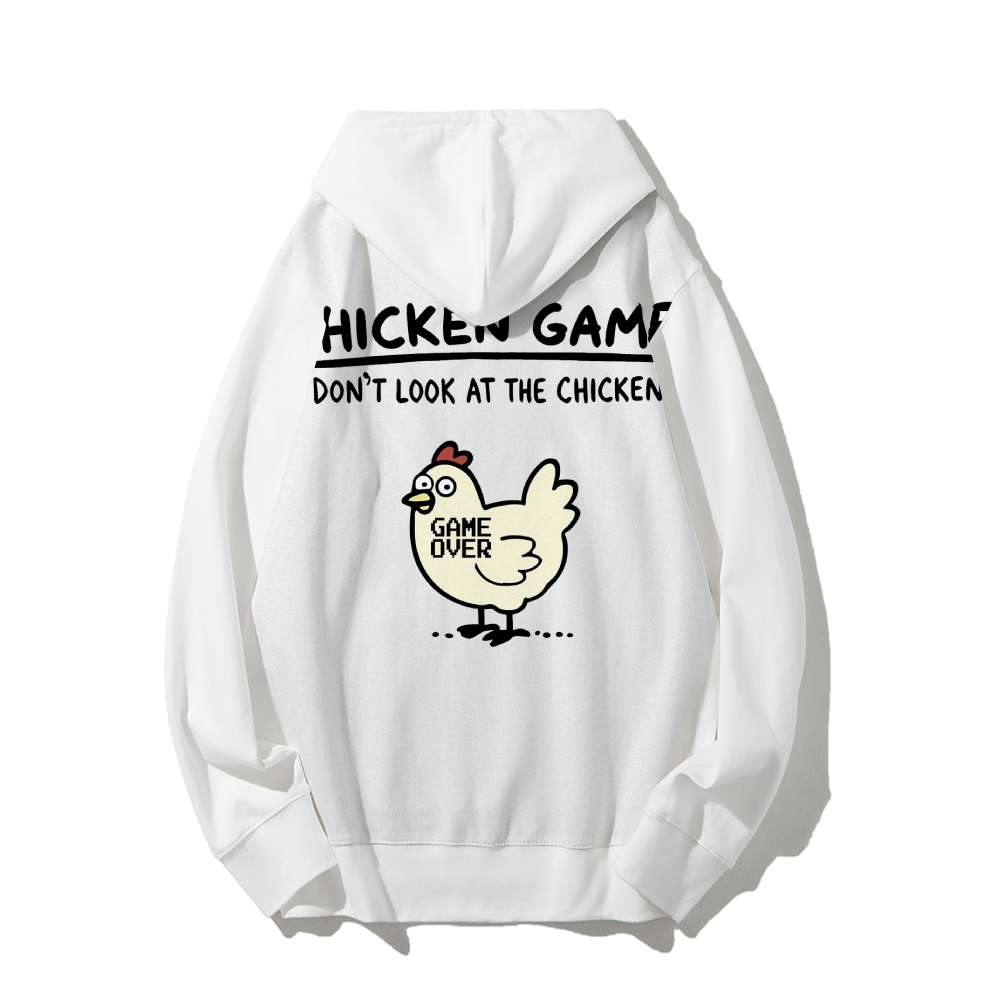 Chicken Game Geeky Printed Back Cotton Hoodie