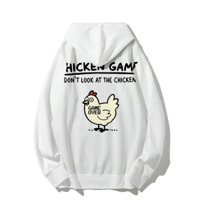 Chicken Game Geeky Printed Back Cotton Hoodie