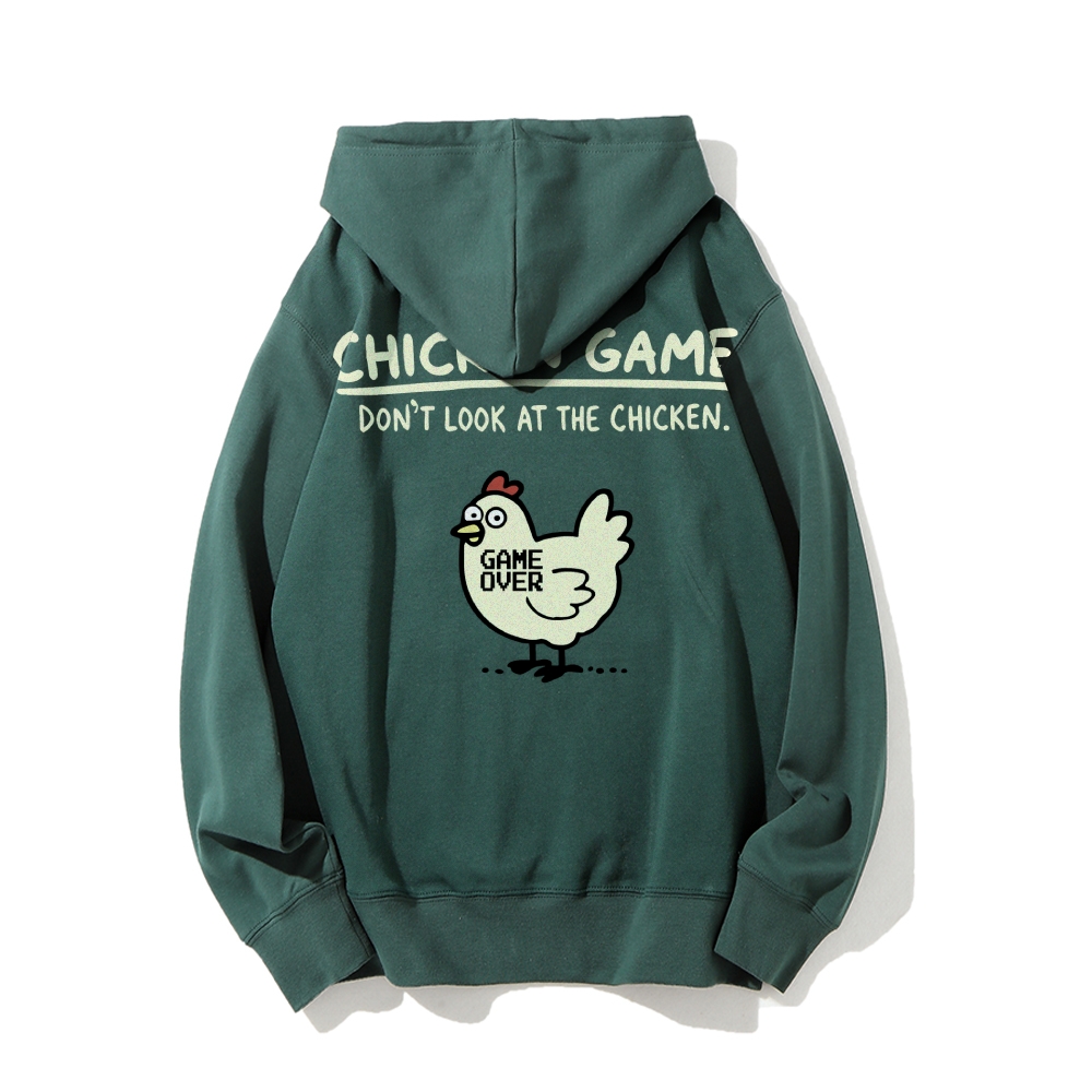 Chicken Game Geeky Printed Back Cotton Hoodie