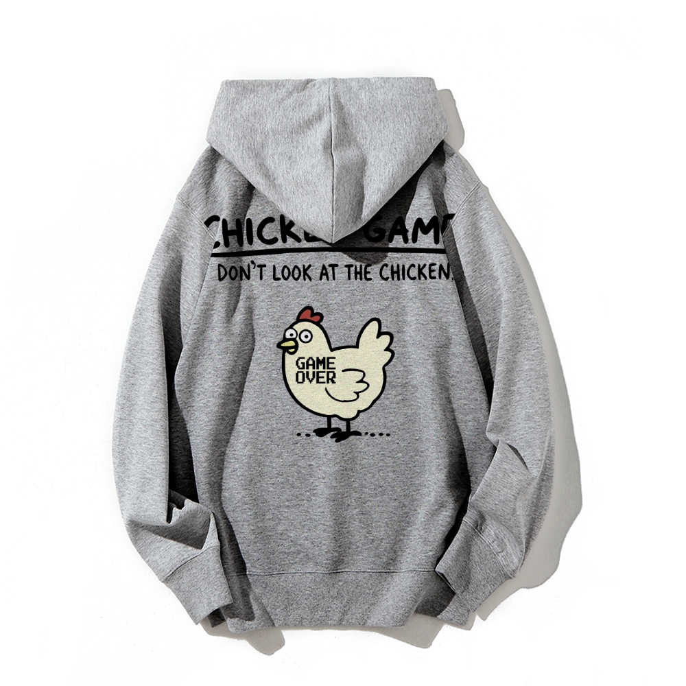 Chicken Game Geeky Printed Back Cotton Hoodie