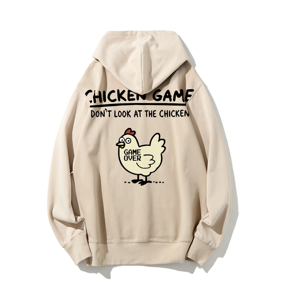 Chicken Game Geeky Printed Back Cotton Hoodie