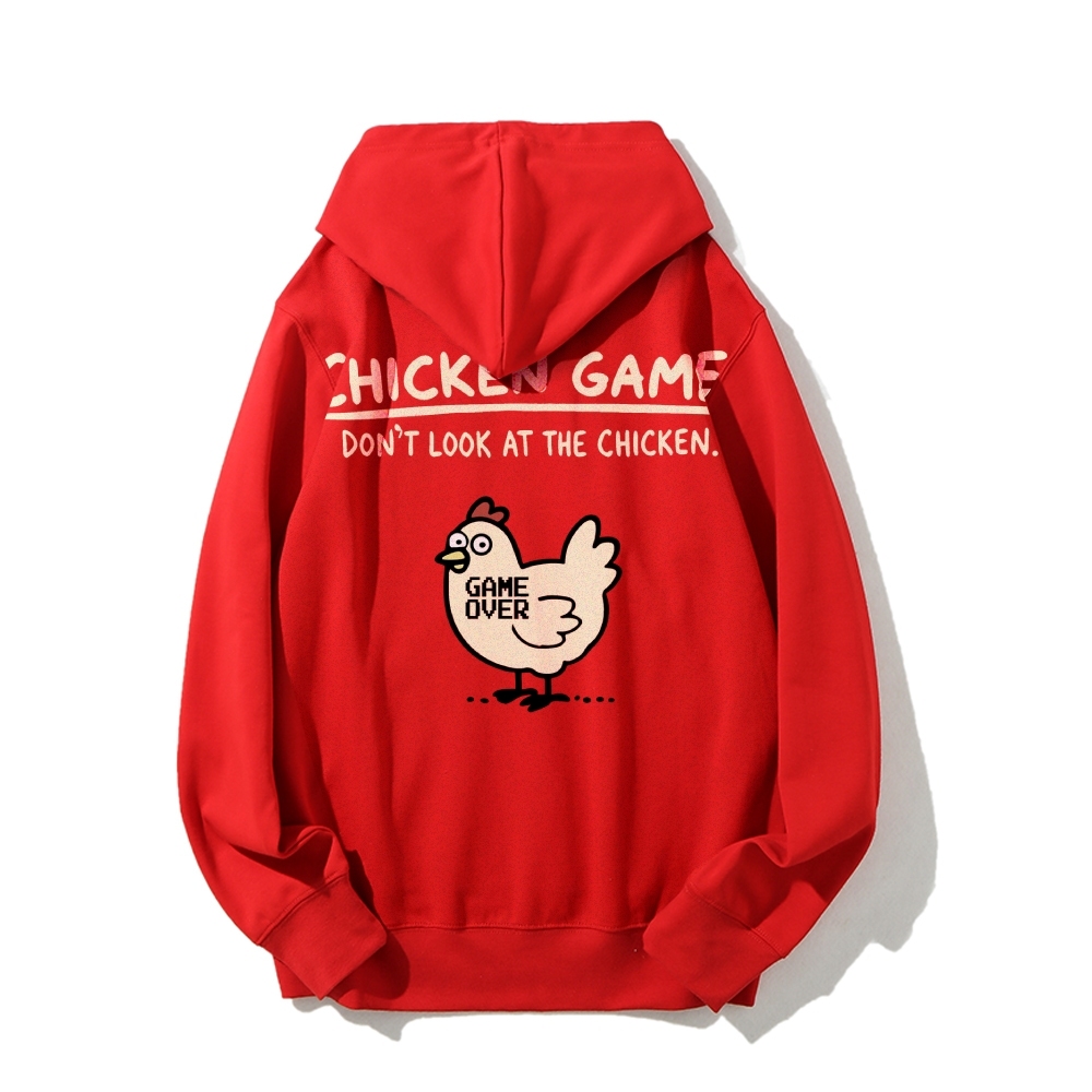 Chicken Game Geeky Printed Back Cotton Hoodie