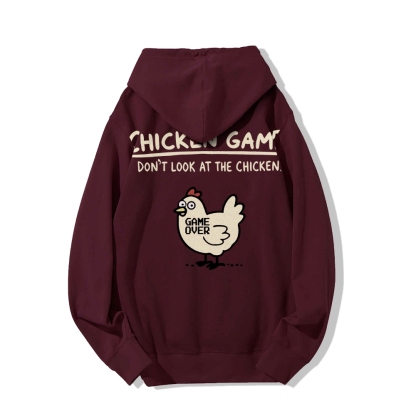 Chicken Game Geeky Printed Back Cotton Hoodie