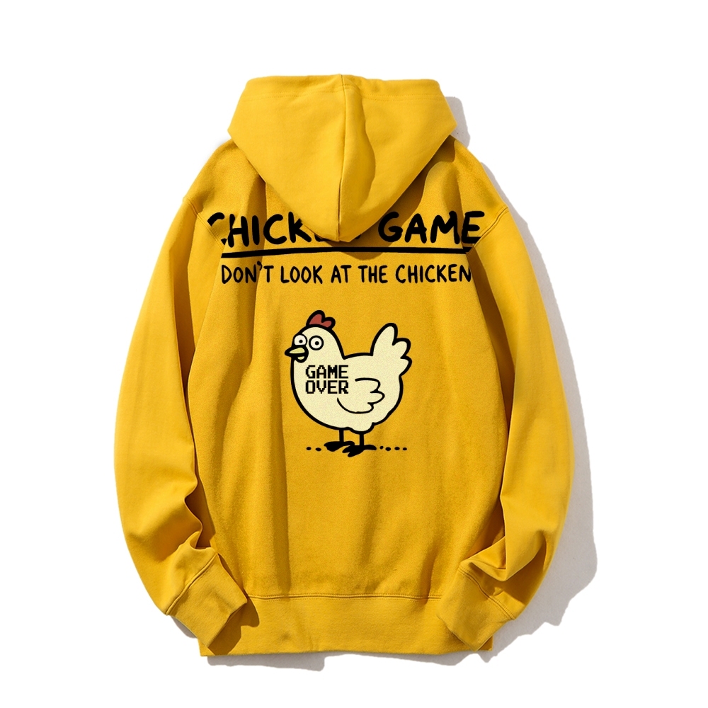 Chicken Game Geeky Printed Back Cotton Hoodie