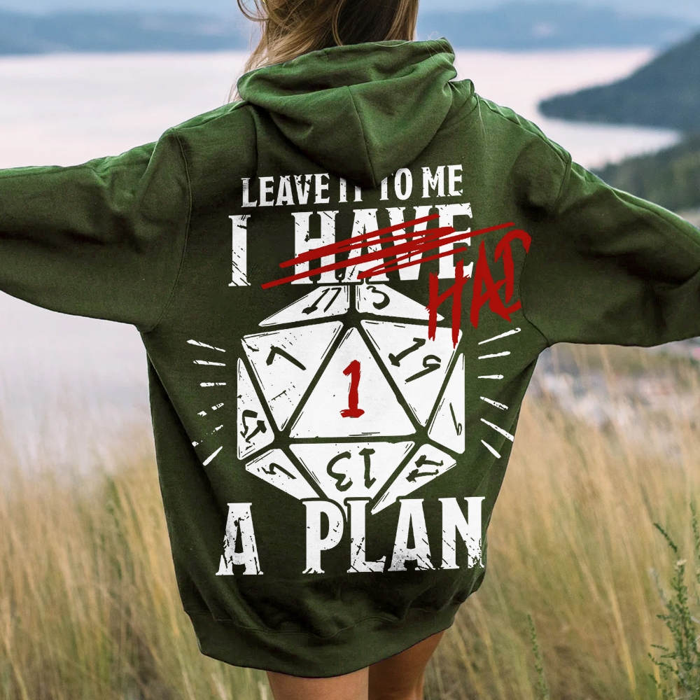 I Had A Plan Nerdy Printed Back Cotton Hoodie