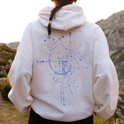 Distressed Fibonacci Printed Back Cotton Hoodie
