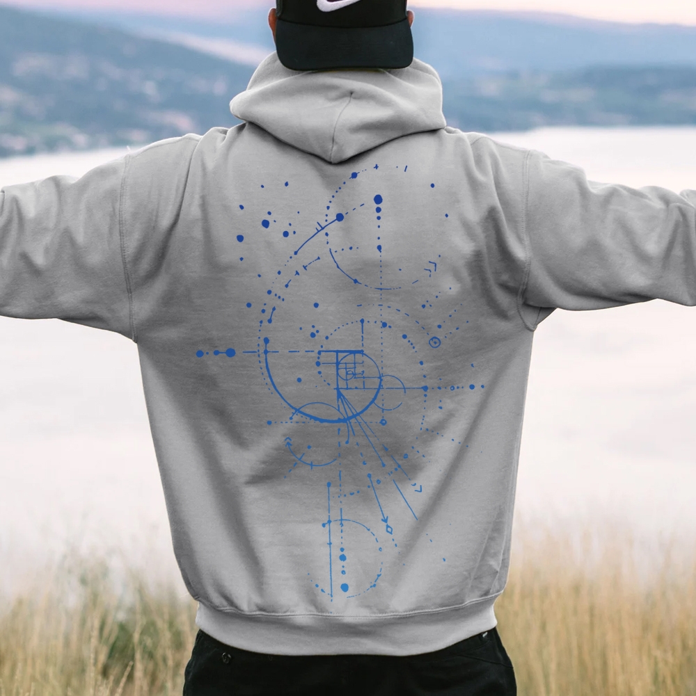 Distressed Fibonacci Printed Back Cotton Hoodie