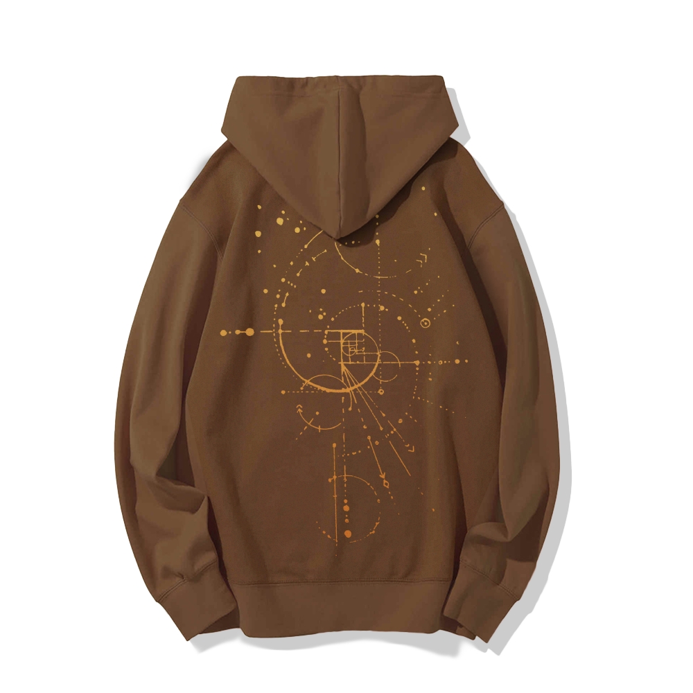 Distressed Fibonacci Printed Back Cotton Hoodie