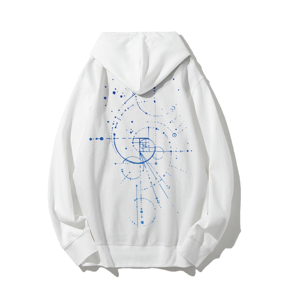 Distressed Fibonacci Printed Back Cotton Hoodie