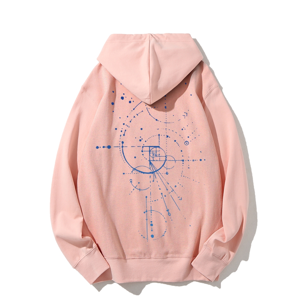 Distressed Fibonacci Printed Back Cotton Hoodie