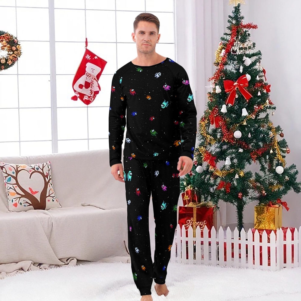 Space Game Art Pattern Family Christmas Pajamas Set