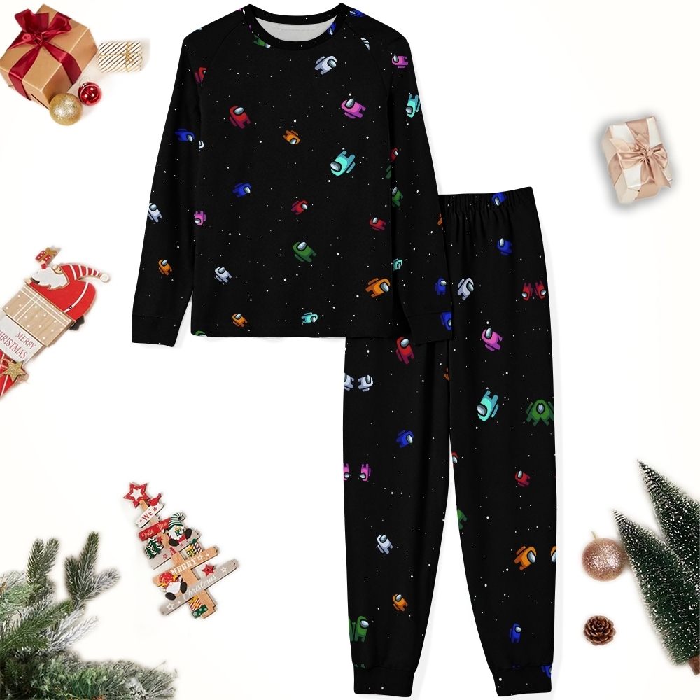 Space Game Art Pattern Family Christmas Pajamas Set