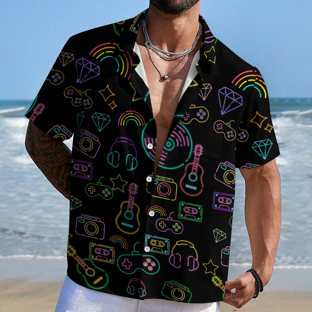 Cool Music Graphic Print Geek Shirt 