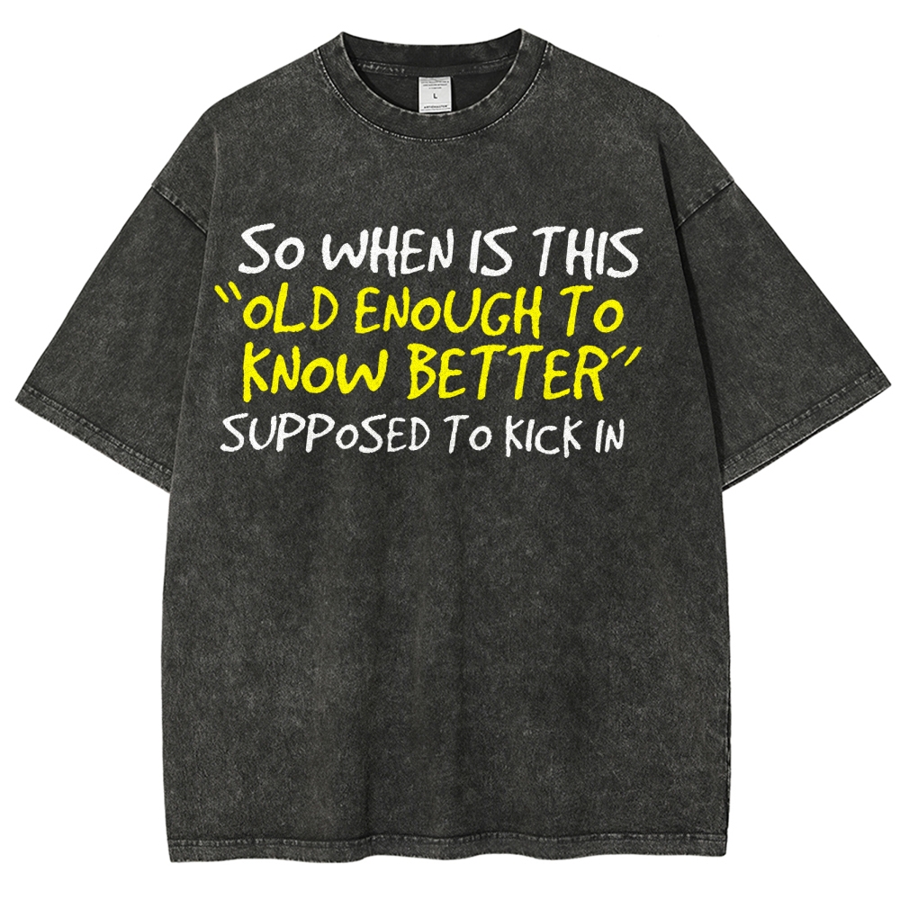 So When Is This Old Enough To Know Better Supposed To Kick In Vintage Distressed T-shirt