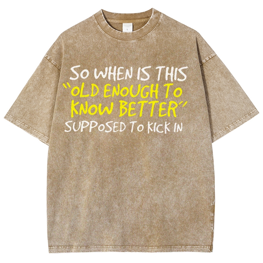 So When Is This Old Enough To Know Better Supposed To Kick In Vintage Distressed T-shirt