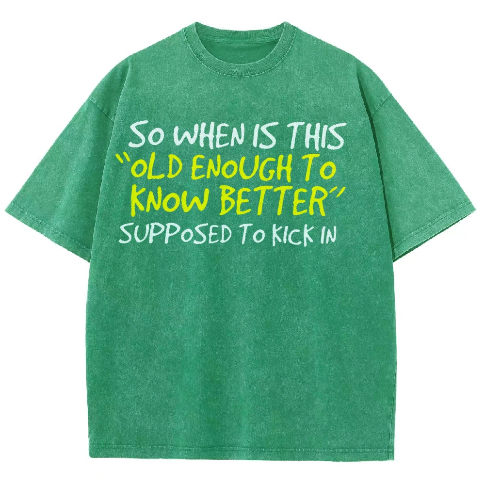 So When Is This Old Enough To Know Better Supposed To Kick In Vintage Distressed T-shirt