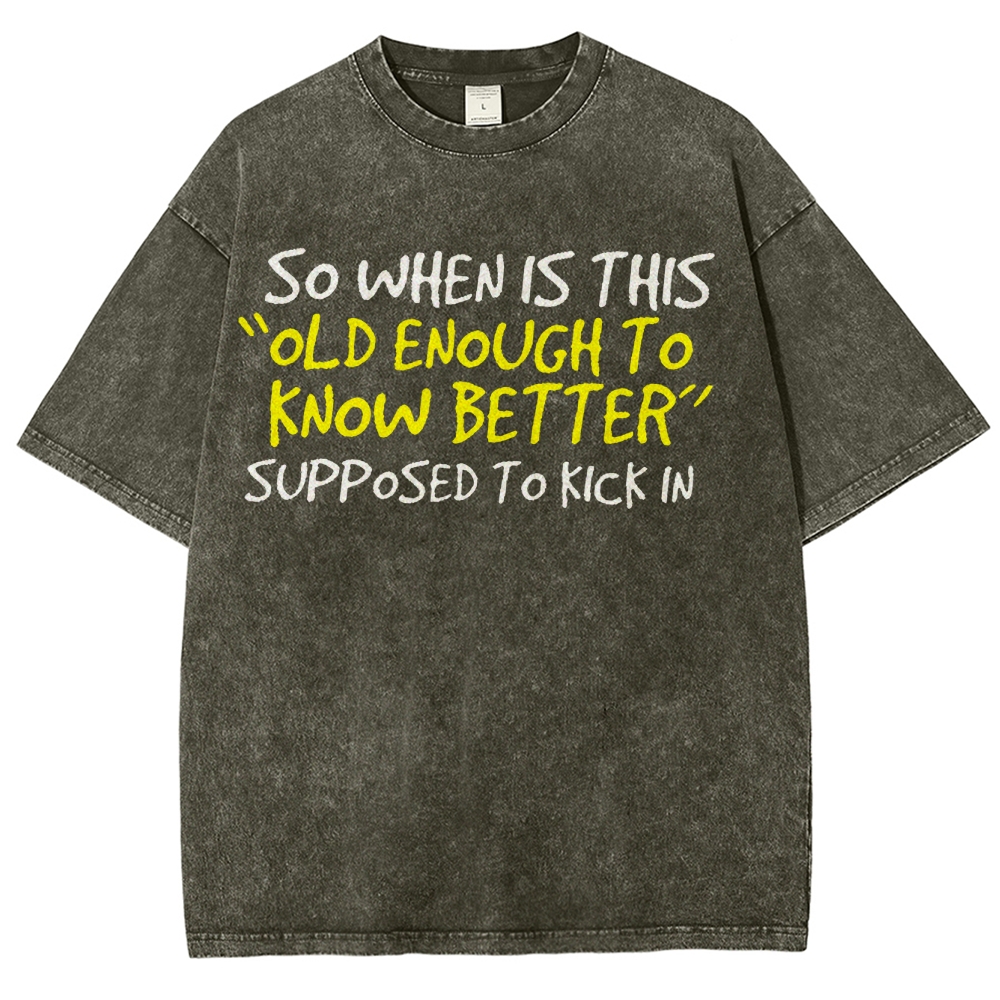 So When Is This Old Enough To Know Better Supposed To Kick In Vintage Distressed T-shirt