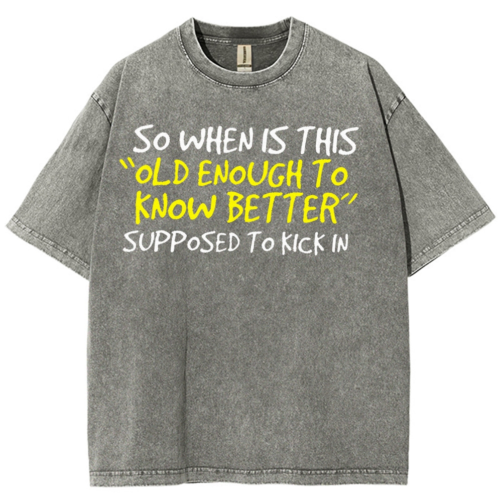 So When Is This Old Enough To Know Better Supposed To Kick In Vintage Distressed T-shirt