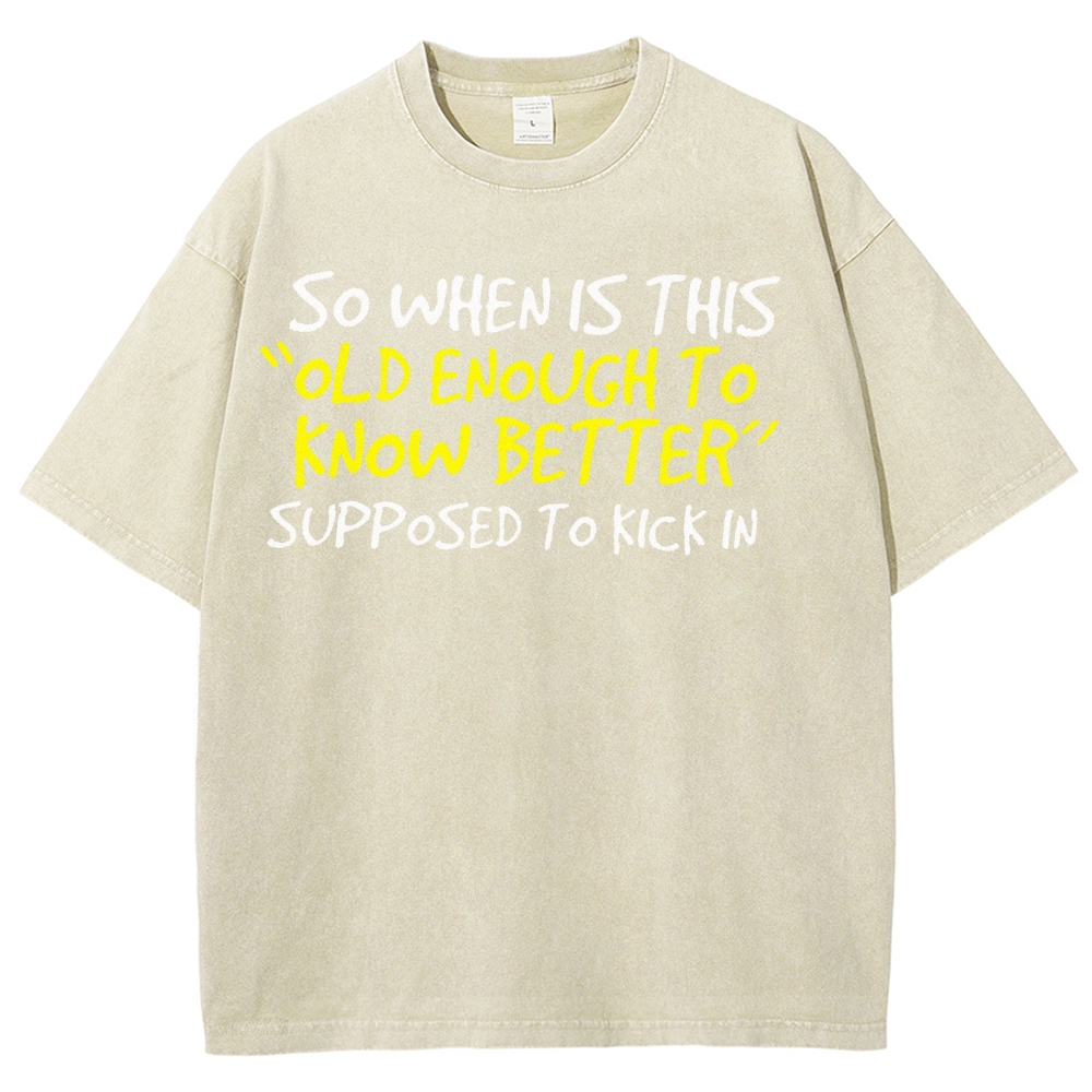 So When Is This Old Enough To Know Better Supposed To Kick In Vintage Distressed T-shirt